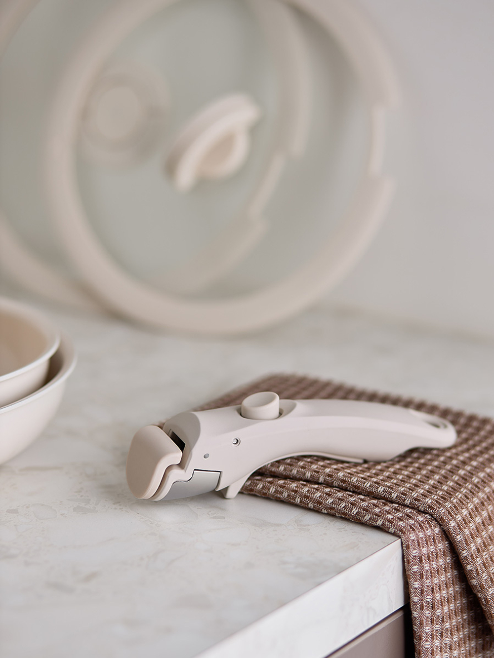 Набор посуды для приготовления со съемной ручкой smart ceramic, 7 предметов, цвета топленого молока