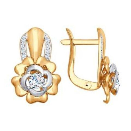 Серьги из золота с фианитами