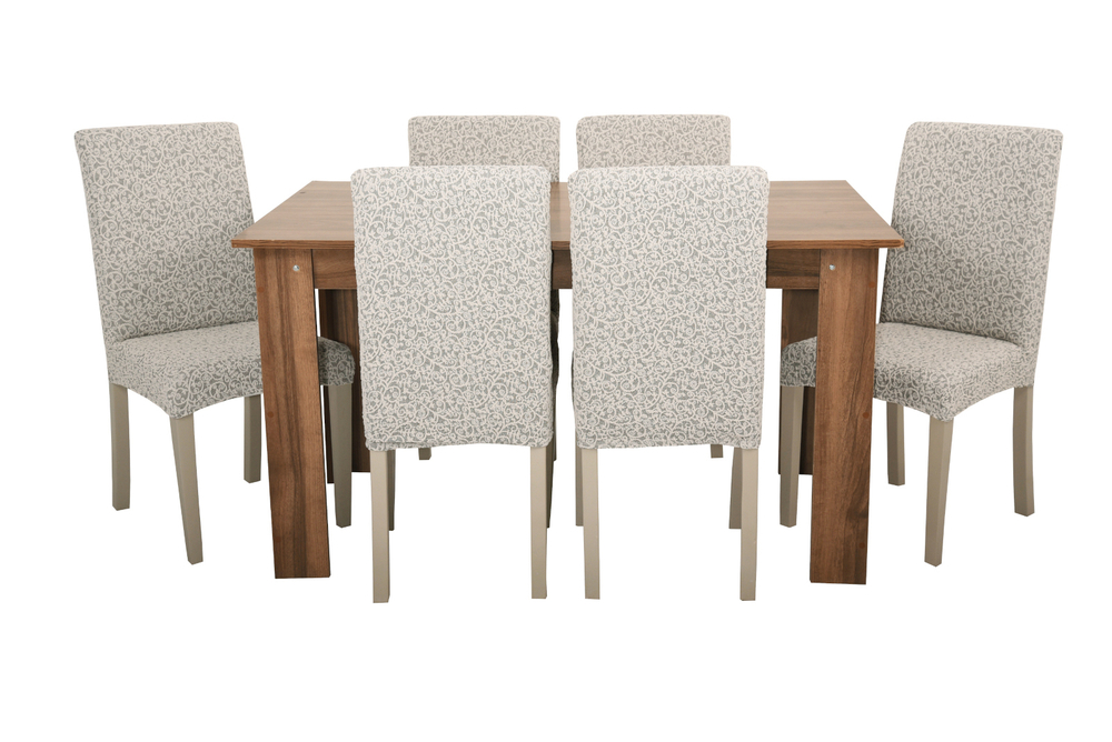 Чехол на стул без оборки Жаккард, цвет Кремовый, Набор 2 шт.