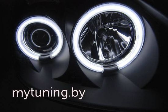 Передние фары Angel Eyes для Renault Clio II (01-05) CCFL Black