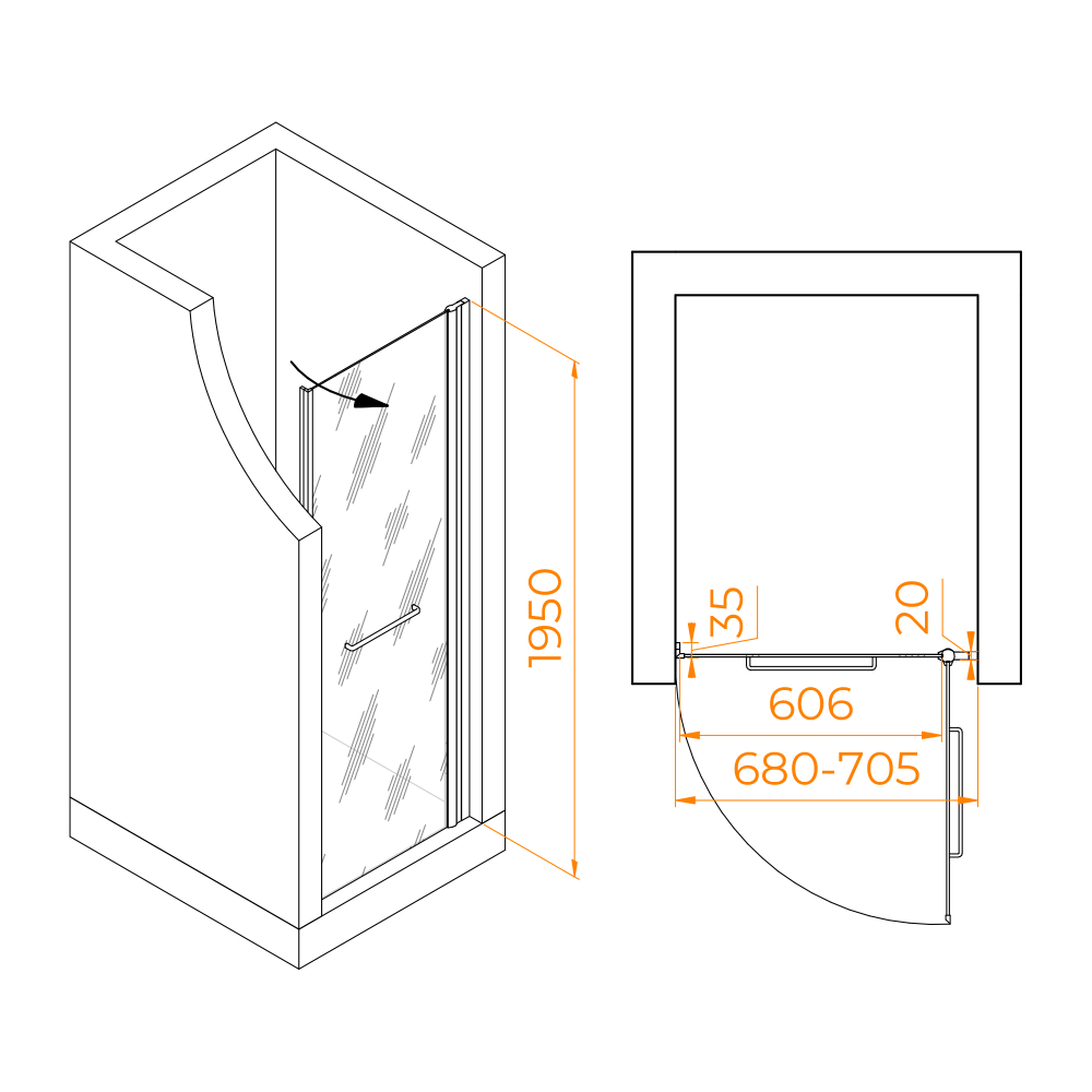 Душевая дверь RGW PA-103 (Прозрачное, 700)