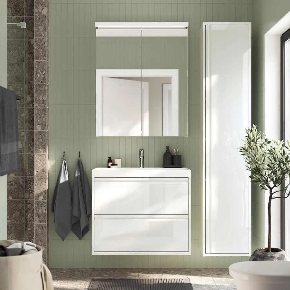 Тумба для раковины - ÄNGSJÖN АNGSJОN IKEA/ ЭНГСЬЕН ИКЕА,  80х63  см, белый