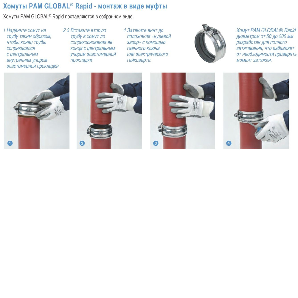 Хомут сталь Ду150 усиливающий UNIGRIP-KRALLE, PAM-GLOBAL, Франция