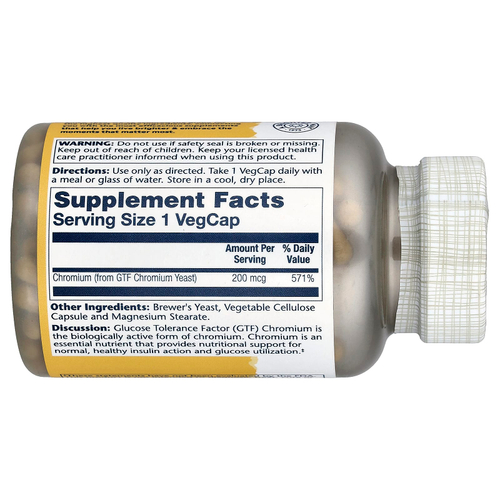 Solaray, GTF хром, 200 мкг, 200 капсул на растительной основе