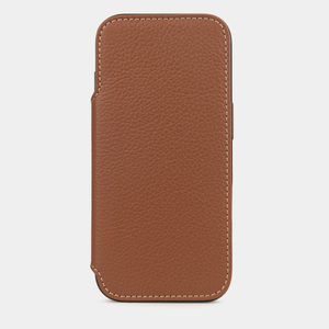 Чехол-книжка кожаная для iPhone 17 Pro, теленок цвета карамель