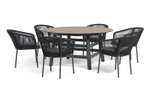 "Рио" обеденная группа на 6 персон, стол HPL "дуб", цвет темно-серый
