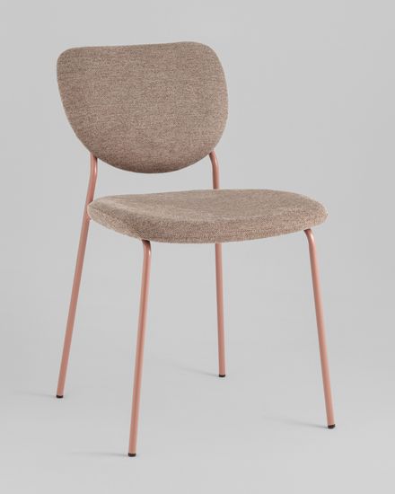 Стул обеденный Gigi шенилл коричневый розовые ножки