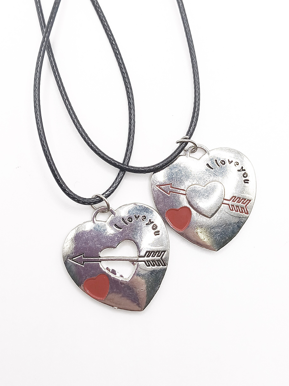 Парные кулоны для влюбленных "Сердце со стрелой".