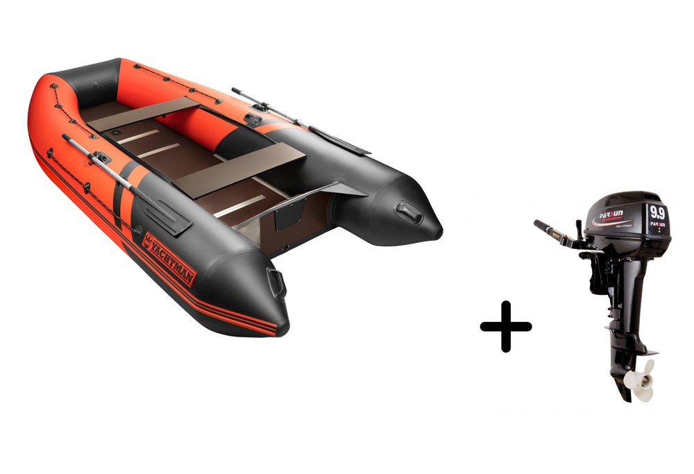 YACHTMAN-360 СК красный-черный + PARSUN T 9.9 (15) BMS (комплект лодка + мотор)