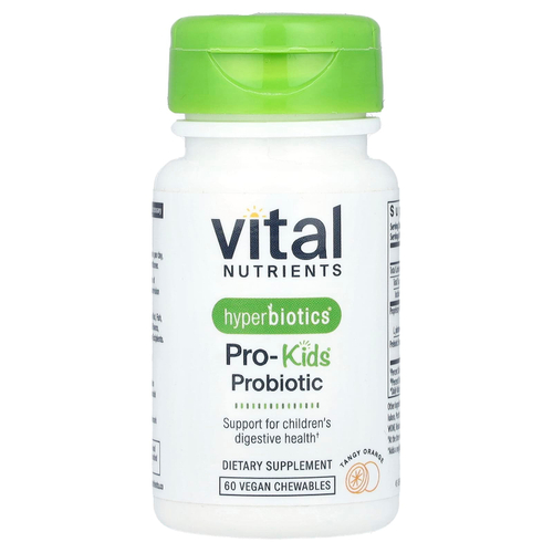 Vital Nutrients, Hyperbiotics®, пробиотик Pro-Kids®, пикантный апельсин, 60 веганских жевательных таблеток