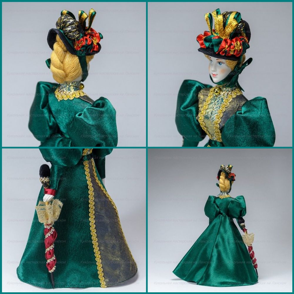 Сувенирная кукла в костюме для прогулок конца 19 века