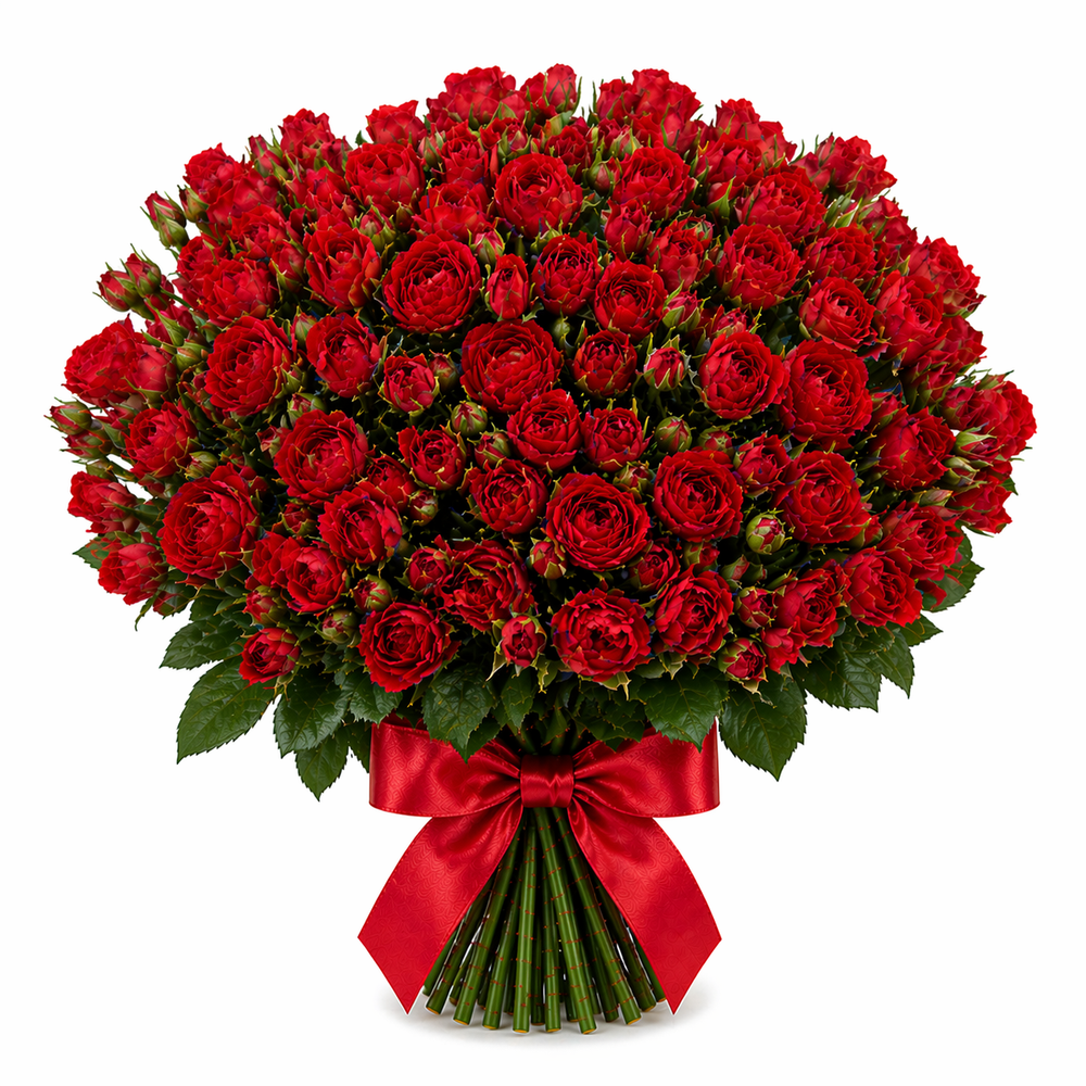 Букет из 41 кустовой красной розы