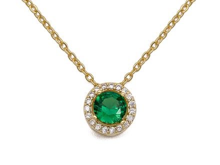 Кулон "Круглый с зеленым кристаллом" на цепочке