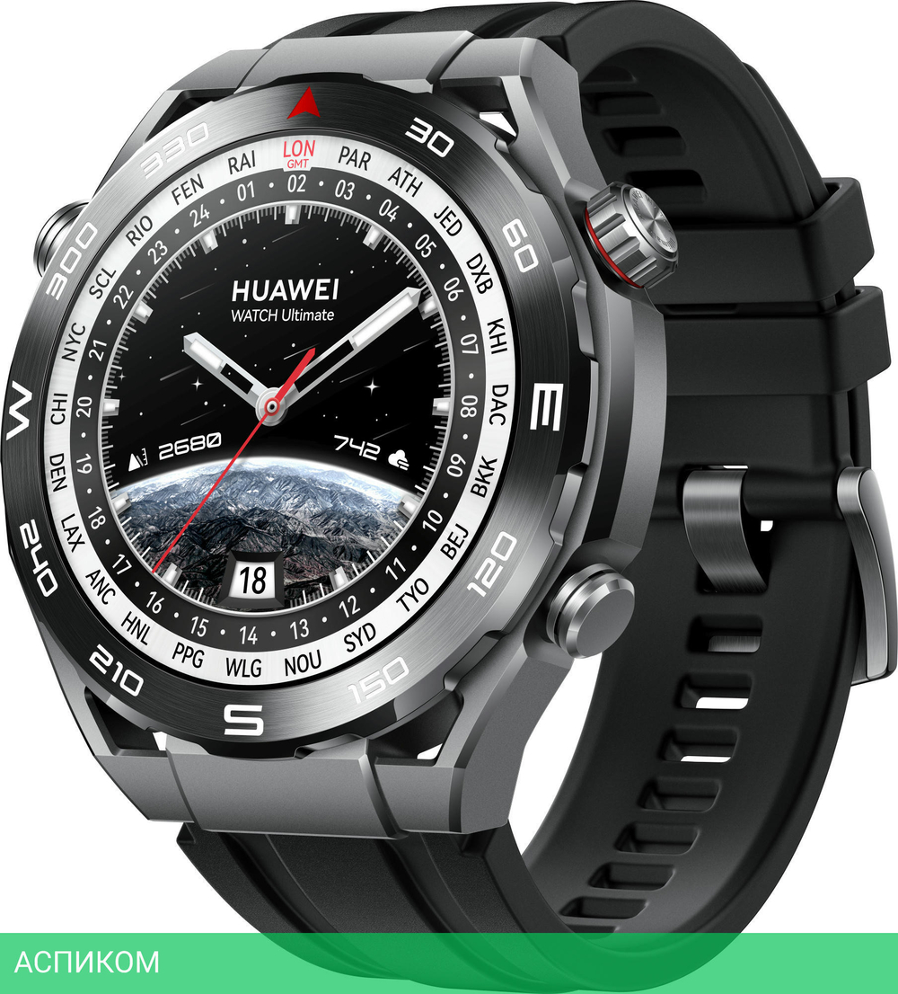 Умные часы Huawei Watch Ultimate HNBR Strap Black (55020AGP)