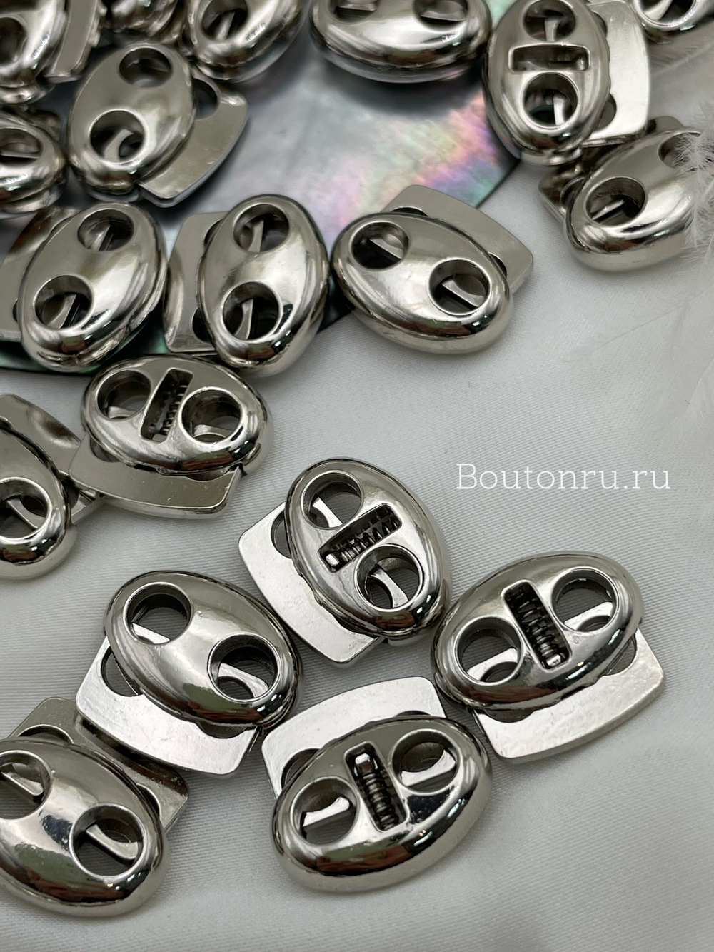 Фиксатор-стопор для шнура серебро