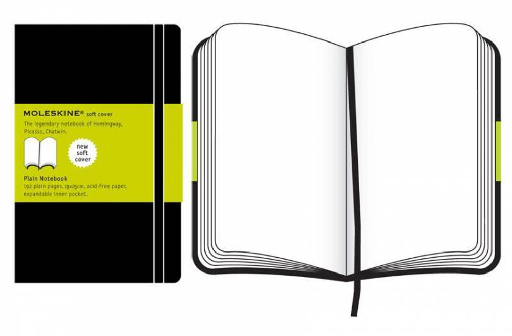 Блокнот Moleskine CLASSIC SOFT (QP623) 19х25 см, 192стр. без линовки, мягкая обложка, черный