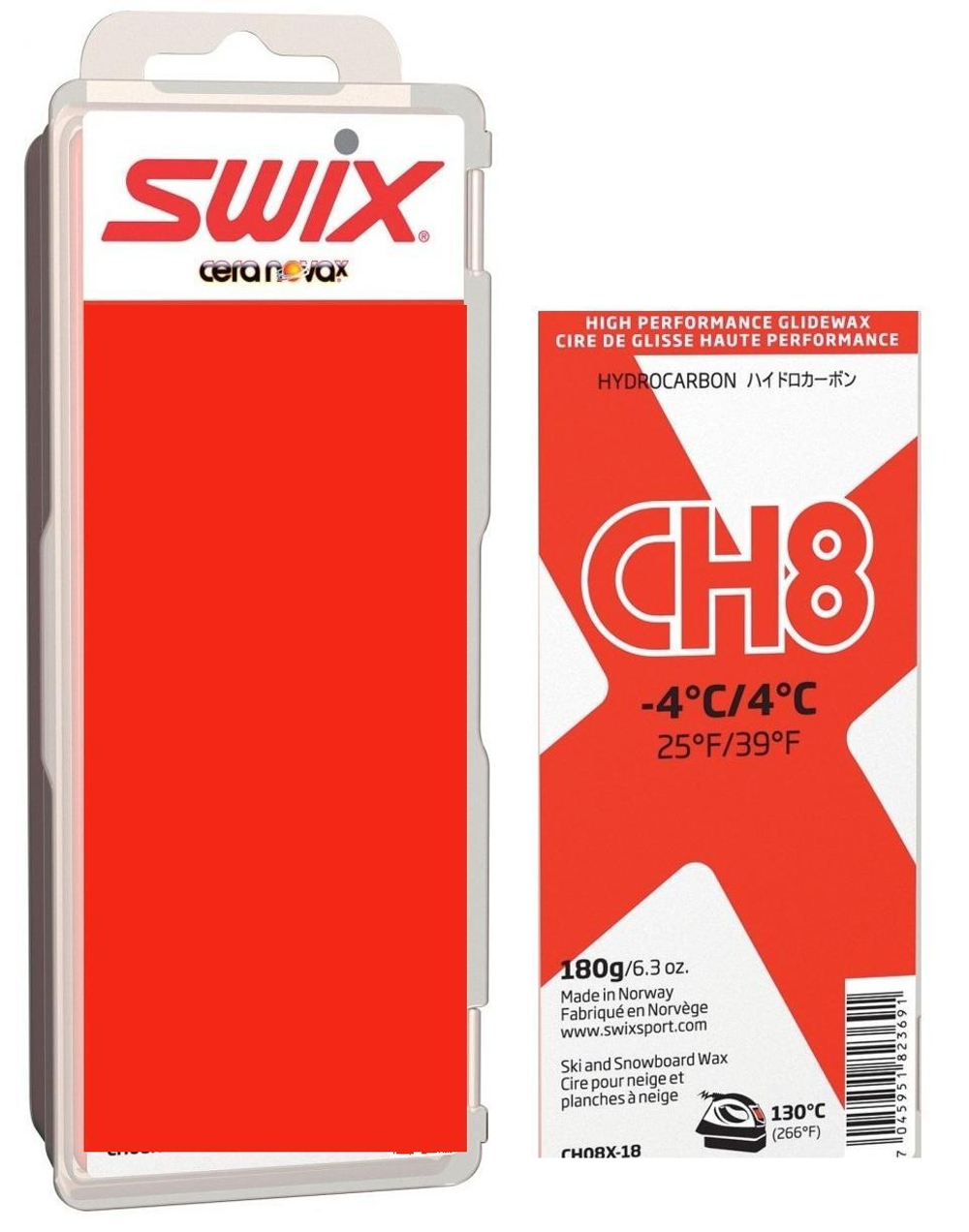 Парафин SWIX CH8X, (+4-4 C), Red, 180 g