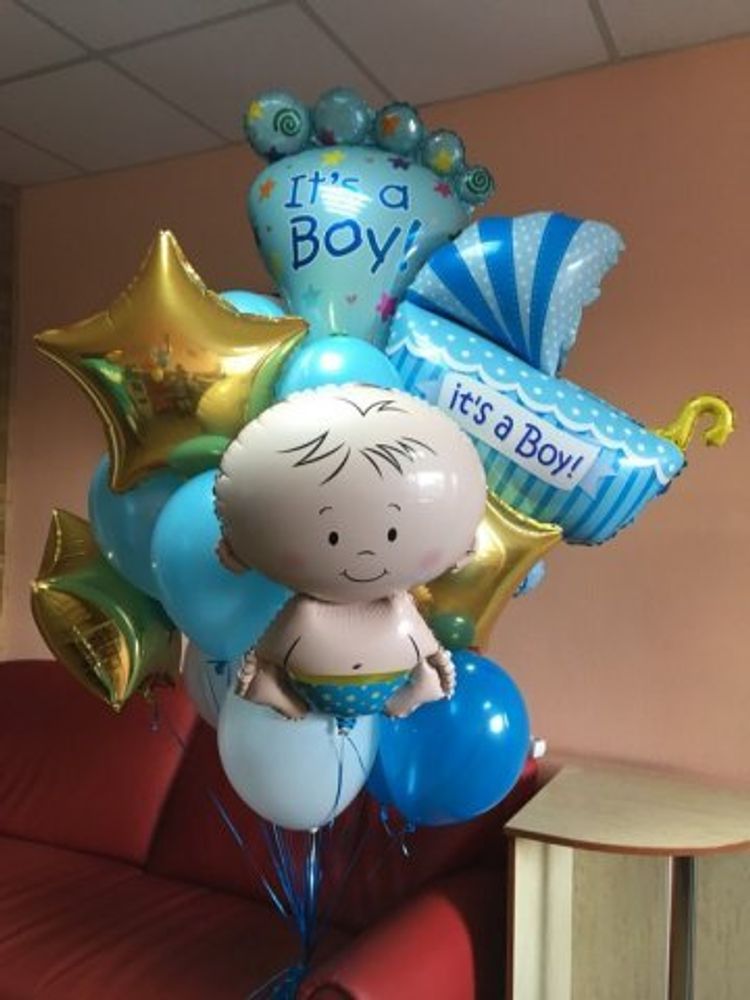 Облако из шаров на выписку для мальчика