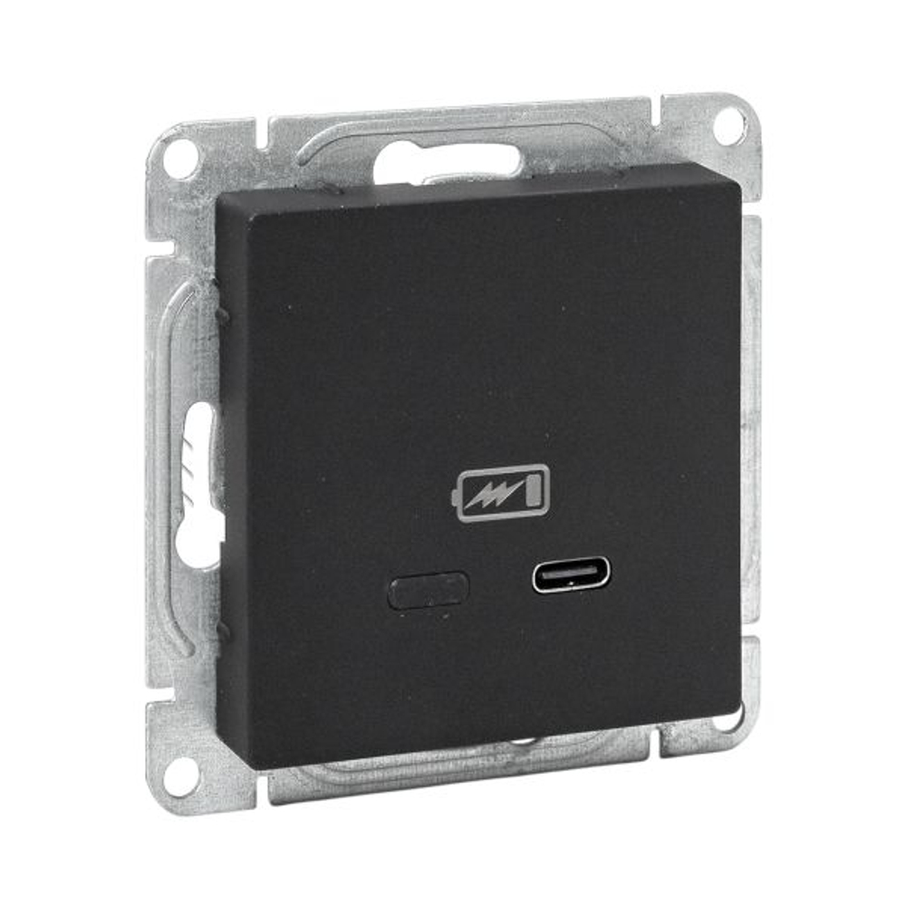 Механизм розетки USB-С, быстрая, чёрная Эпика EKF
