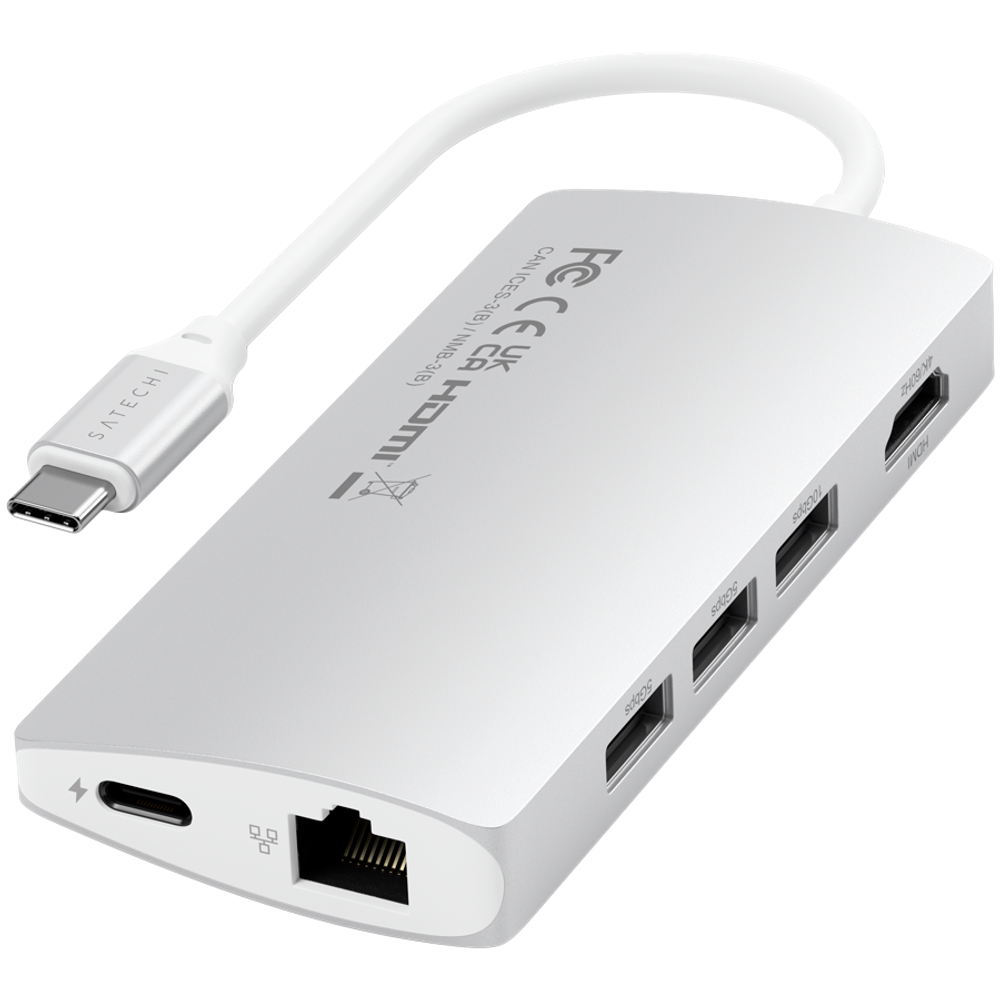 SATECHI Type-C Multi-Port Adapter 4K with Ethernet V2 Silver