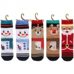 Носки женские «Новогоднее веселье», микс 5 цветов, р-р 36-39 (крючок, пакет, стикер)