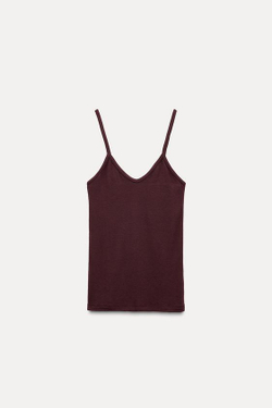 ZARA ТОП НА БРЕТЕЛЯХ, ЦВЕТ БУРГУНДСКОГО ВИНА