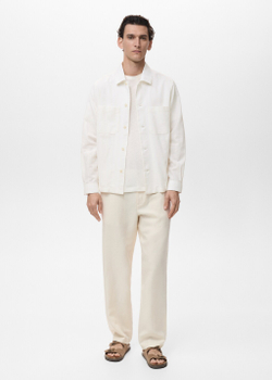 Верхняя рубашка из смесового льна с карманами