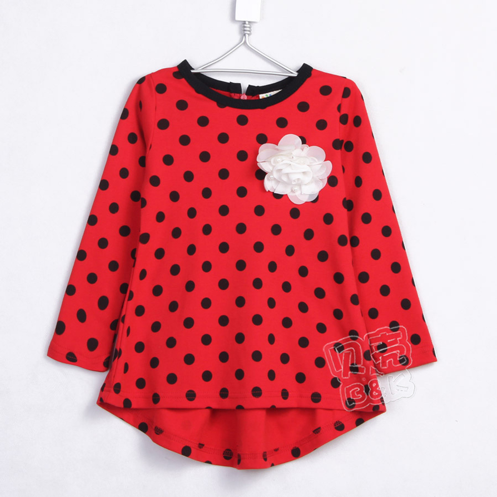 Платье детское с принтом в горох и сборкой от талии сзади