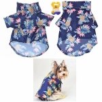 Рубашка для собак и кошек малых и средних пород «СТИЛЬНЫЙ БРО», цвет синий, принт ананасы с цветами, размер M