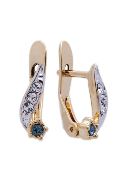 "Каррель" серьги в золотом покрытии из коллекции "Paris" от Jenavi с английским замком