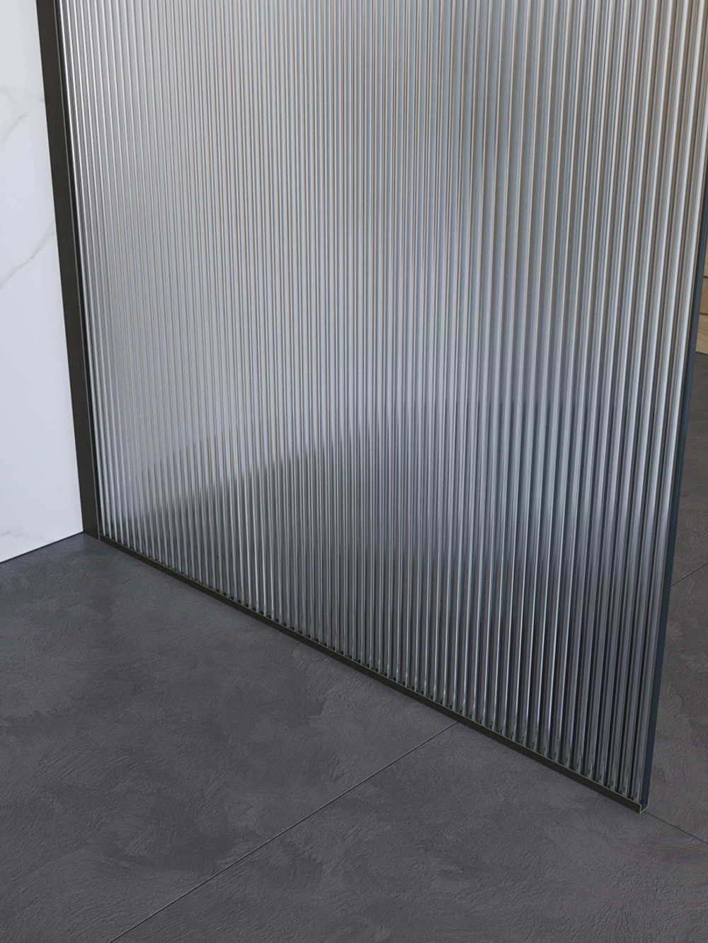 Душевая перегородка BelBagno UNO-L-1-TB-100-FL-GM профиль оружейная сталь, стекло рифленое FLUTTO