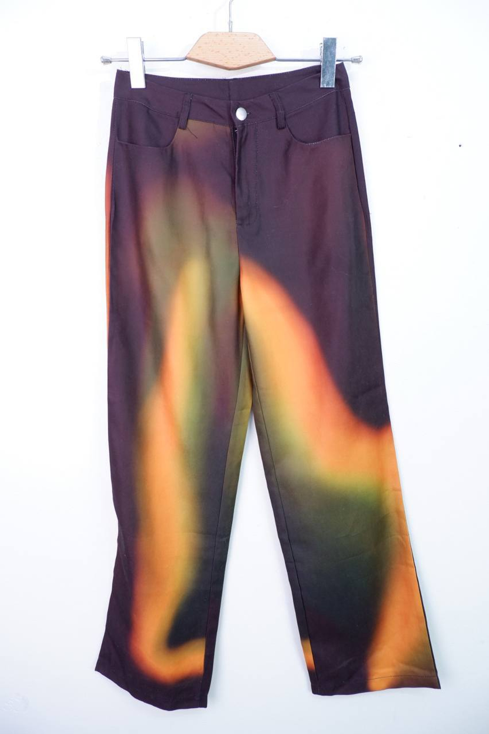 Брюки с ярким принтом, маркировка S, визуально на 44 размер