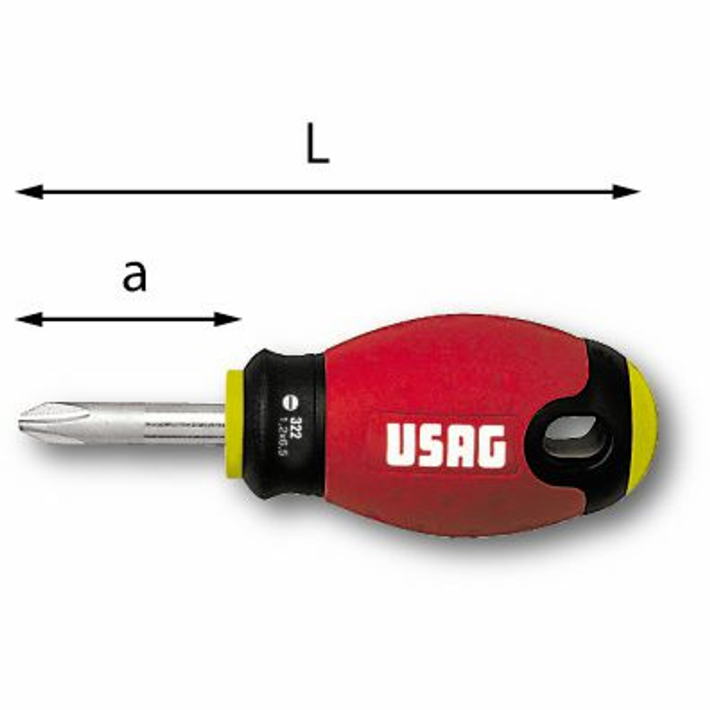 322 NPH Отвертка крестовая для винтов PHILLIPS® 2х30, USAG (Италия)