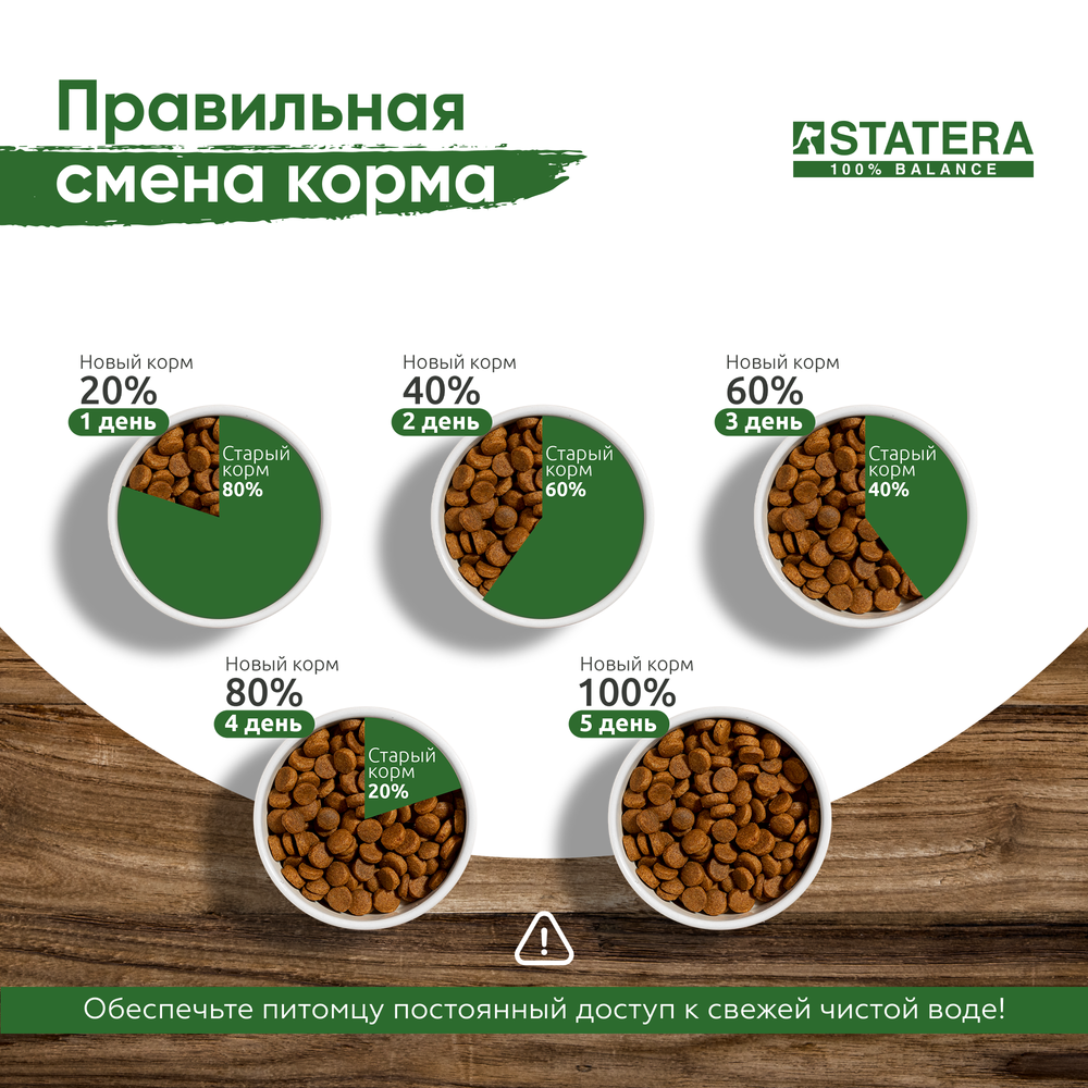 STATERA (Статера) Сухой корм для взрослых собак средних и крупных пород с индейкой, говядиной и гречкой, 18 кг