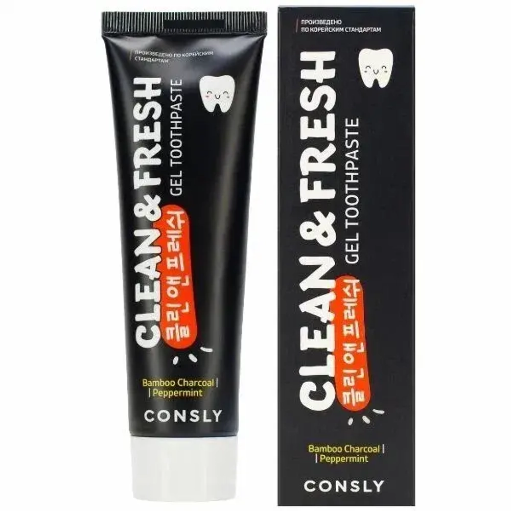 CNS Паста зубная гелевая Clean&Fresh с бамбуковым углем и перечной мятой Bamboo Charcoal & Peppermint Gel Toothpaste, 105г