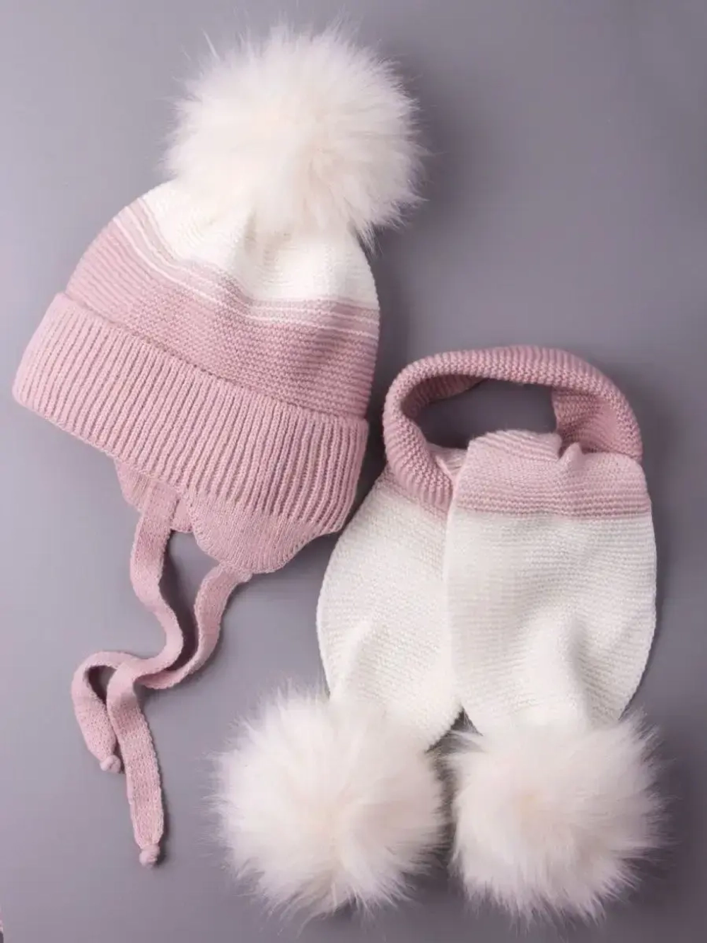 Шапка для девочки зимняя вязаная и шарф