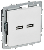 BRITE Розетка USB A+A 5В 3,1А РЮ10-1-БрАБ арктический белый IEK