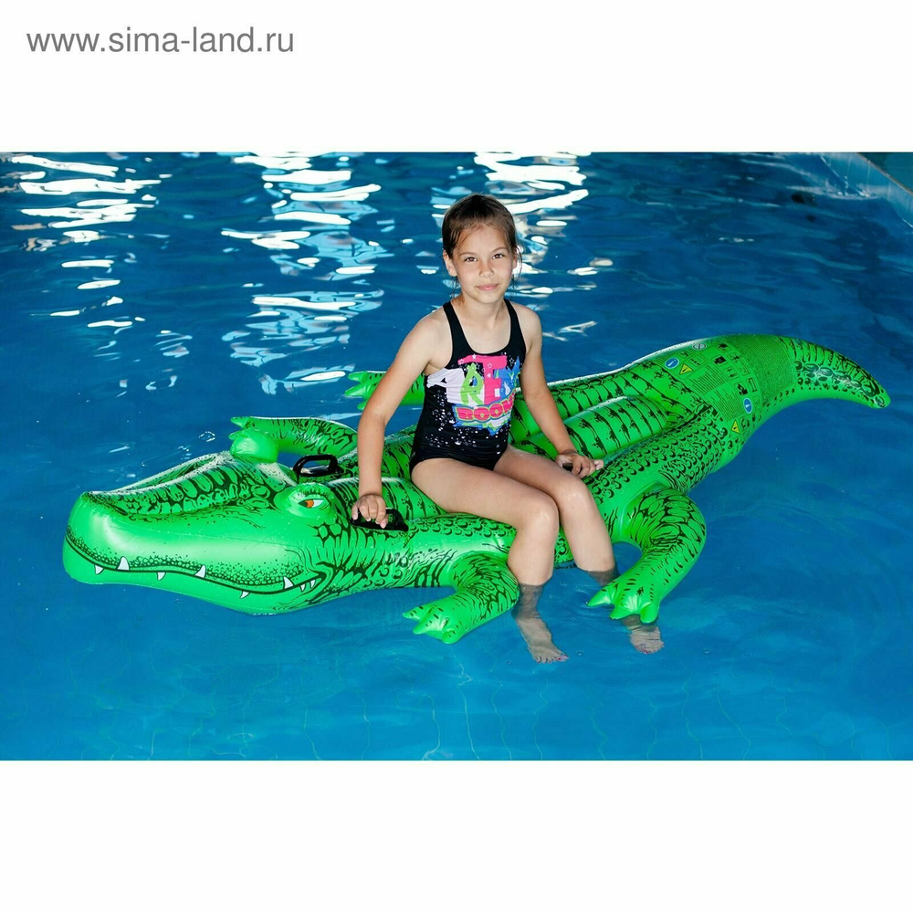 Надувная игрушка для плавания Крокодил 203х114 см Intex 58562, плот наездник матрас двухместный большой с ручками