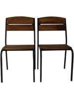 Стул металлический с деревом, для кафе, дачи, ресторана. Цвет - орех 2 шт.