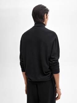 Massimo Dutti Свитер из смесового хлопка с высоким воротником, черный