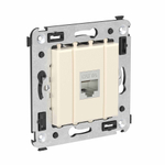 Компьютерная розетка RJ-45 без шторки в стену, кат.6А одинарная экранированная, "Avanti", "Ванильная дымка"