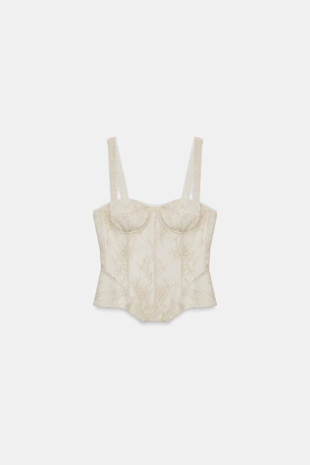 ZARA ТОП-КОРСЕТ С КРУЖЕВОМ — ZW COLLECTION, ЭКРЮ