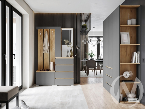 Прихожая "Хелен" (дуб крафт золото/серый графит) Комплектация 1