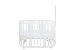Детская кроватка Ellipsebed с продольным маятником на колесиках Белая
