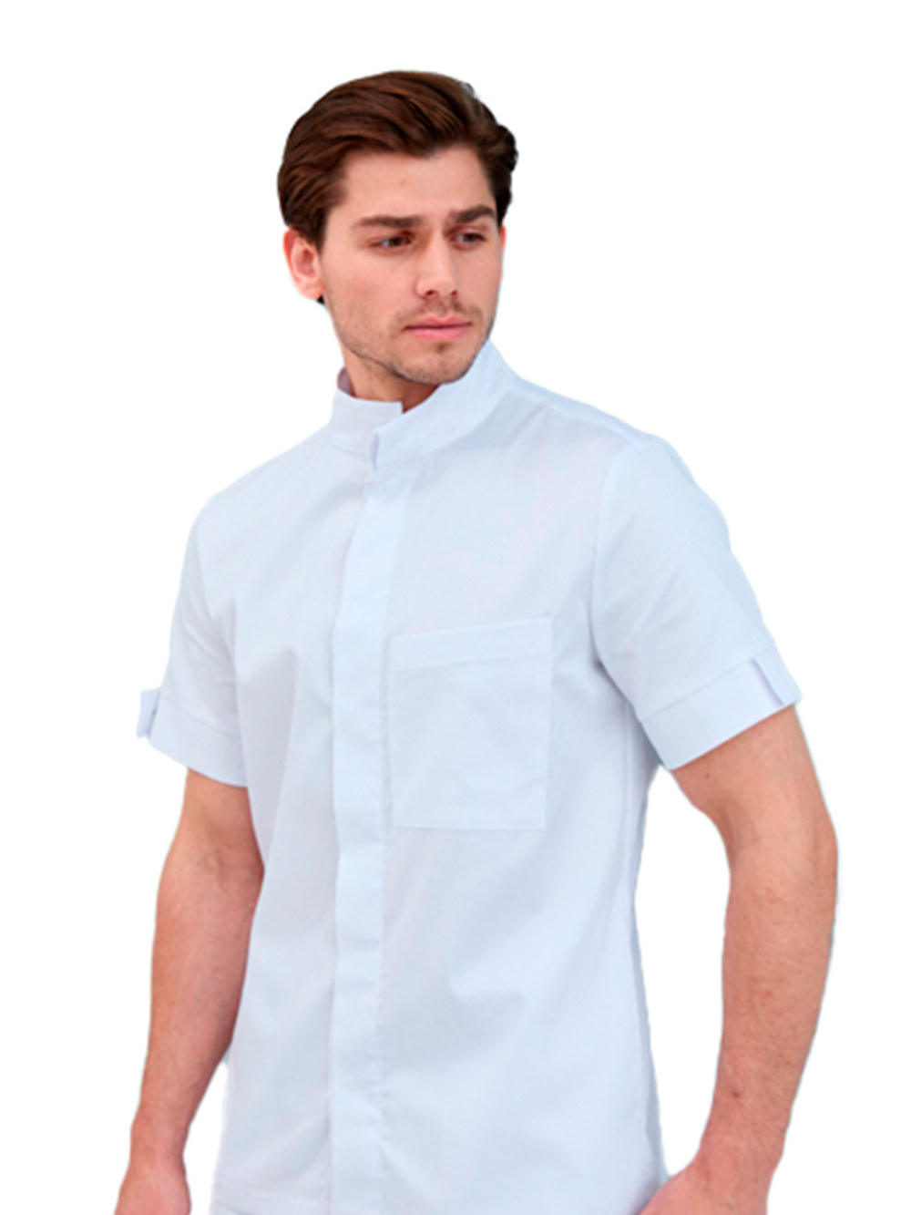 Рубашка медицинская мужская Dr. Nice DRN733 со стойкой, с коротким рукавом, голубой, 56