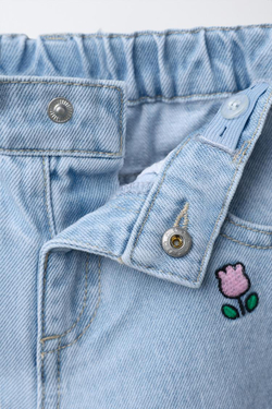 ZARA ДЖИНСЫ BARREL HELLO KITTY ©SANRIO, СИНИЙ