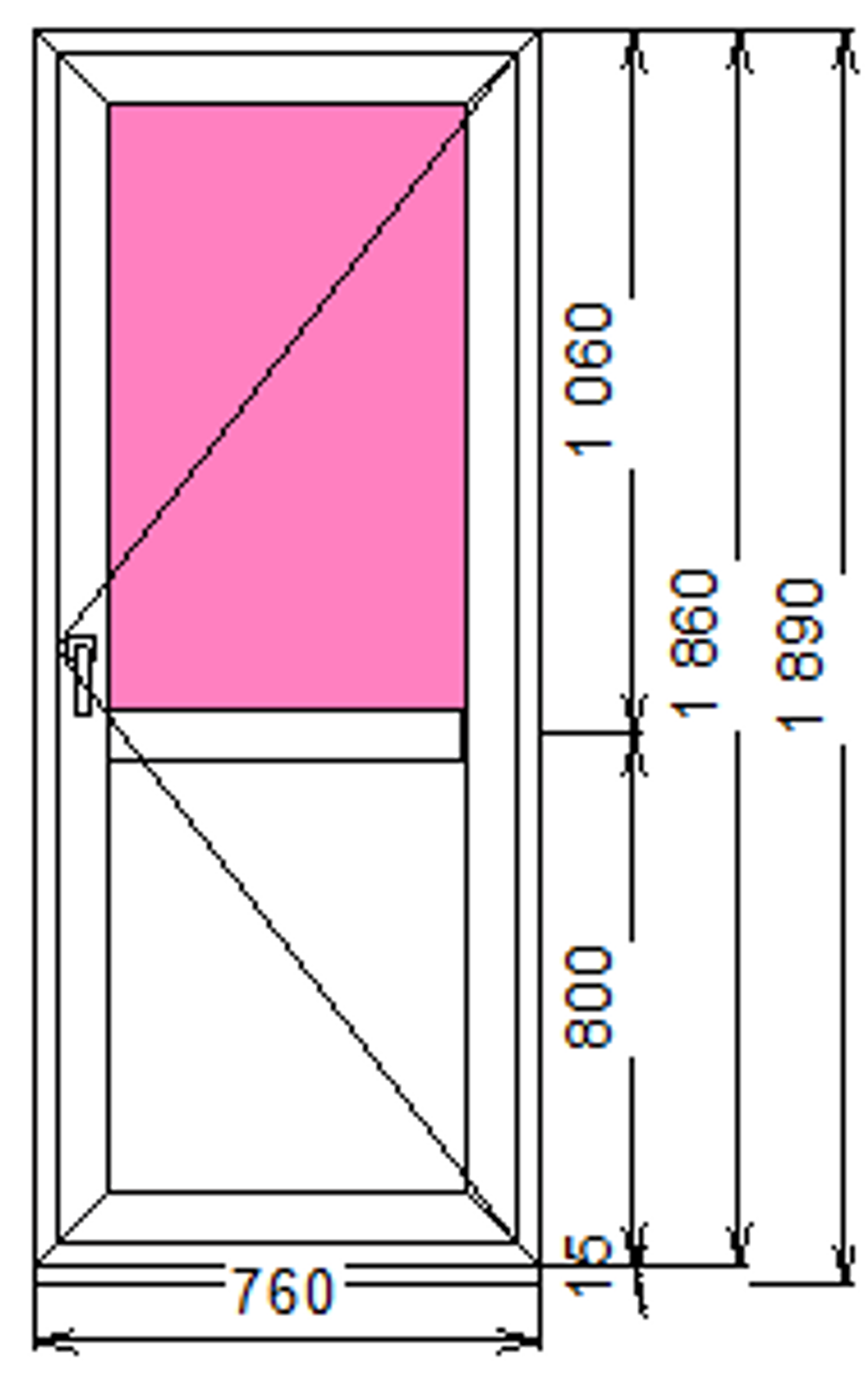 Дверь из ПВХ 1860 х 760