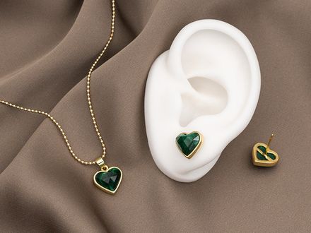 Подвеска "Сердце" 12,5мм, малахит