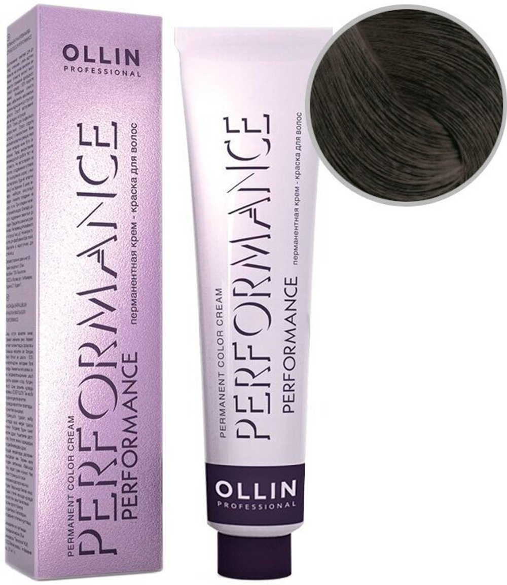 OLLIN PERFORMANCE 4/1 шатен пепельный 60мл Перманентная крем-краска для волос