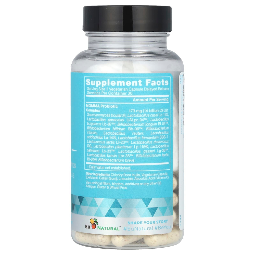 Eu Natural, Momma Probiotics, пре- и послеродовые пробиотики, 30 вегетарианских капсул